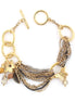 Gold-Tone Metal Multi Layered Charm Wrap Around Bracelets