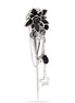 Silver-Tone Metal Black Flower Charm Brooches 