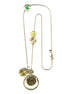  This Pretty Necklacecombines An Array Of Different Mediums Including An Iridescent Mother-Of-Pearl Disc With Plaid Design And Disc Watercolr Enamels, Raised Flower Tree And Bird Motifs