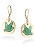 Gold-Tone Metal Green Mother-Of Pearl Ijnlaid Bird Disc Earrings