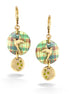 Gold-Tone Metal Green Earrings