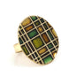 Gold Green And Brown Resin Adjustable Up To Size 8 Ring