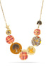 Gold-Tone Metal Djustable Necklace With A Mixed Motif Pendant
