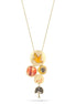 Gold-Tone Brushed Metal Carnelian Color Stone Pendant Necklace