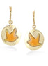 Gold-Tone Metal Orange Resin Bird Earrings
