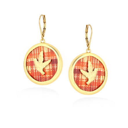 Gold-Tone Metal Corl Striped Earrings