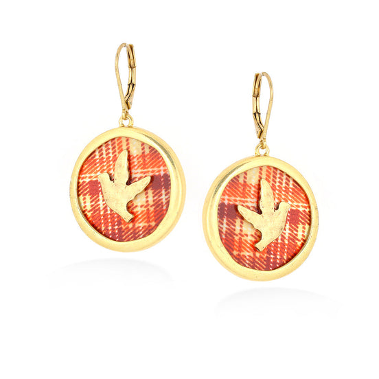 Gold-Tone Metal Corl Striped Earrings