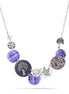 Rhodium-Tone Metal Djustable Necklace With A Mixed Motif Pendant