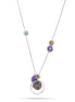 Rhodium-Tone Metal Green And Purple Neckalce