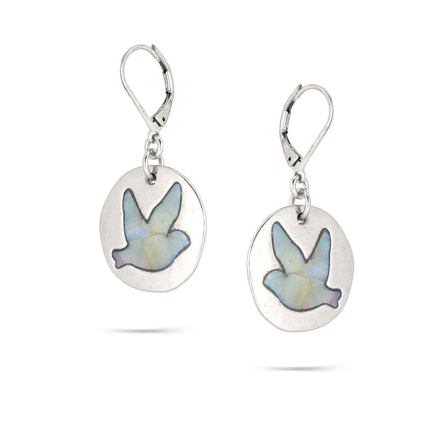 Rhodium-Tone Metal Bird Earrings