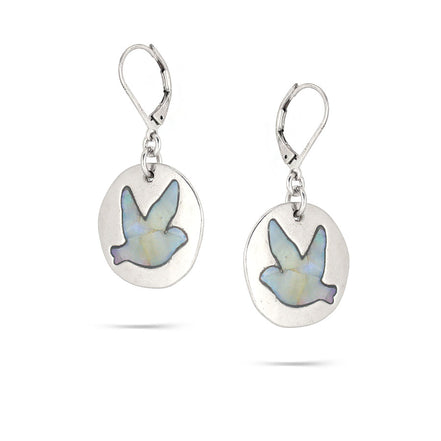 Rhodium-Tone Metal Bird Earrings
