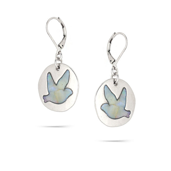 Rhodium-Tone Metal Bird Earrings