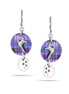 Rhodium-Tone Metal Mother Of Pearl Disc With Plaid Design Earrings