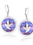Rhodium-Tone Metal Mother Of Pearl Disc With Plaid Design Earrings