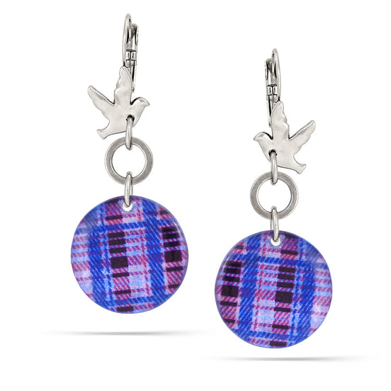 Rhodium-Tone Metal Purple Earrings
