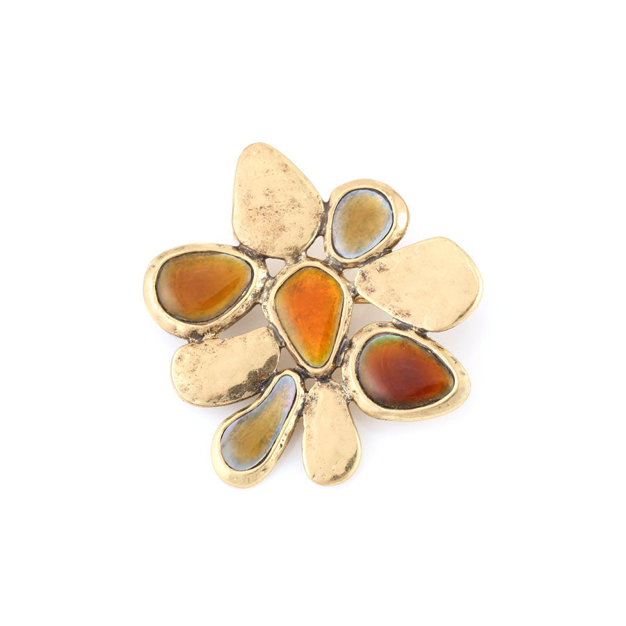 Gold-Tone Metal Brown Brooch