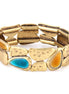 Gold-Tone Metal Muulti Color Stretch Bracelets