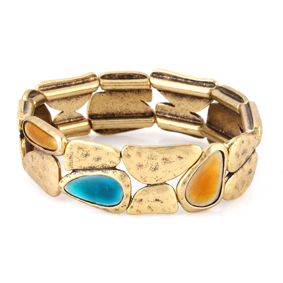 Gold-Tone Metal Muulti Color Stretch Bracelets