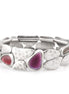 Rhodium-Tone Metal Purple Stretch Bracelets