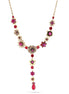 Gold-Tone Metal Flower Red And Purple Crystal Necklace