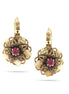 Gold-Tone Metal Flower Amethyst Crystal Earrings