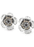 Silver-Tone Metal Flower Crystal Clip On Earrings