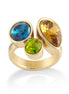 Gold-Tone Metal Cutrine Green And Blue Adjustable Ring