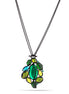 Black-Tone Metal Green Olive And Black Necklace