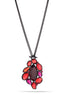 Black-Tone Metal Red And Fuchsia Pendant Necklace