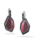 Black-Tone Metal Red Faceted Stone Earrings