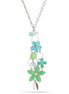 Silver-Tone Metal Geeen Flower Necklace