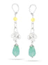 Silver-Tone Metal Freen Faceted Stone Drop Earrings