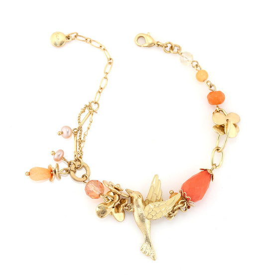 Gold-Tone Metal Bird And Coral Wrap Around Bracelets