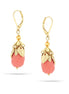 Gold-Tone Metal Leaf Coral Drop Earrings
