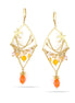 Gold-Tone Metal Pearl And Coral Drop Earrings