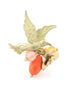 Gold-Tone Metal Birdand Beads Adjustable Ring