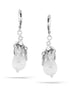 Silver-Tone Metal Leaf Clear Crystal Drop Earrings