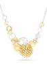 Gold-Silver-Tone Metal Filigree Flower  Mother Of Pearl Necklace