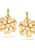 Old-Tone Metal Enamel Crystal Flower Earrings