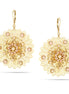 Gold-Tone Metal Cream Opal Flower Drop Earrings