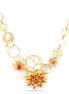 Gold-Tone Metal Coral Peach Mother Of Pearl Necklace