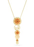 Gold-Tone Metal Coral Peach Enamel Filigree Necklace