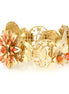 Gold-Tone Metal Coral Peach Flower Strtch Bracelets