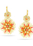 Gold-Tone Metal Coral Peach Flower Drop Earrings