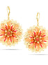Gold-Tone Metal Coral Peach Flower Disc Earrings