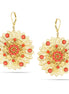 Gold-Tone Metal Coral Flower Drop Earrings