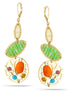 Gold-Tone Mtal Multi Color Beads Drop Earrings
