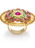 Gold-Tone Metal Multi Color Beads Adjustable Ring