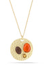 Gold-Tone Metal Brown And Coral Stone Pendant Necklace
