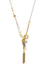 Gold-Tone Metal Cham And Pearl Tassel Necklace